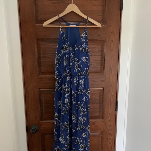 Blue floral racer back dress with lining - Picture 1 of 5